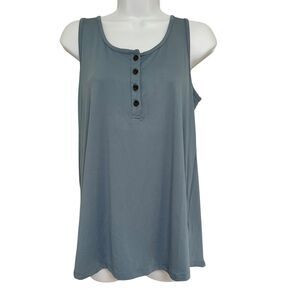 Ninexis Dusty Blue Button Top Tank Size L NWT